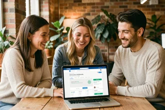 Groupe de personnes collaborant autour d'une cagnotte en ligne sur une plateforme française alternative