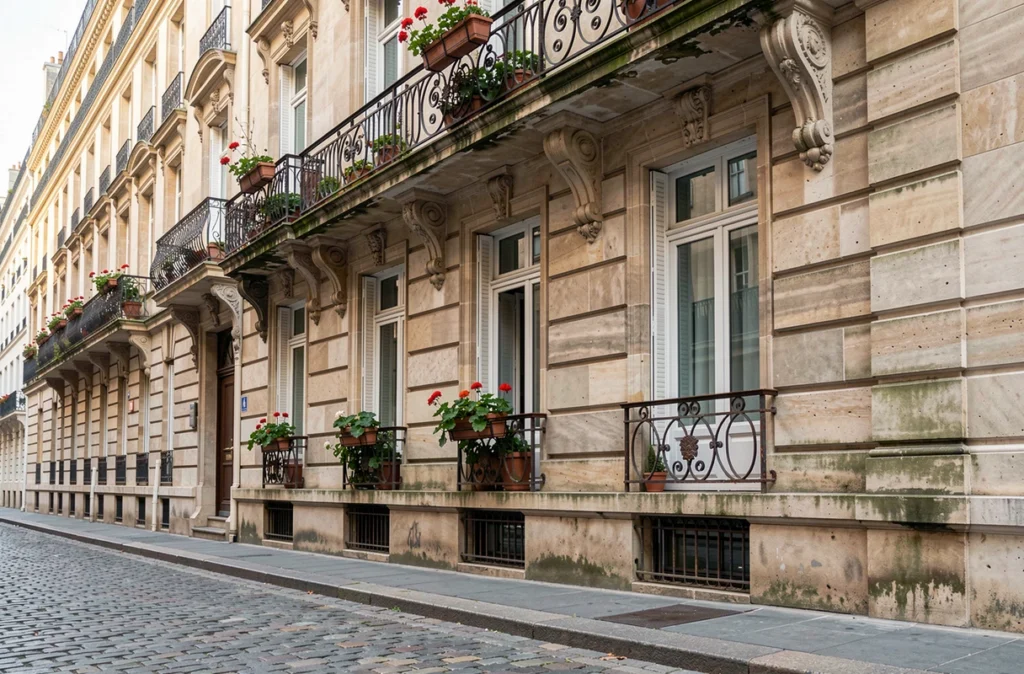 Immeuble haussmannien parisien représentant le patrimoine immobilier des SCPI de rendement et de plus-value