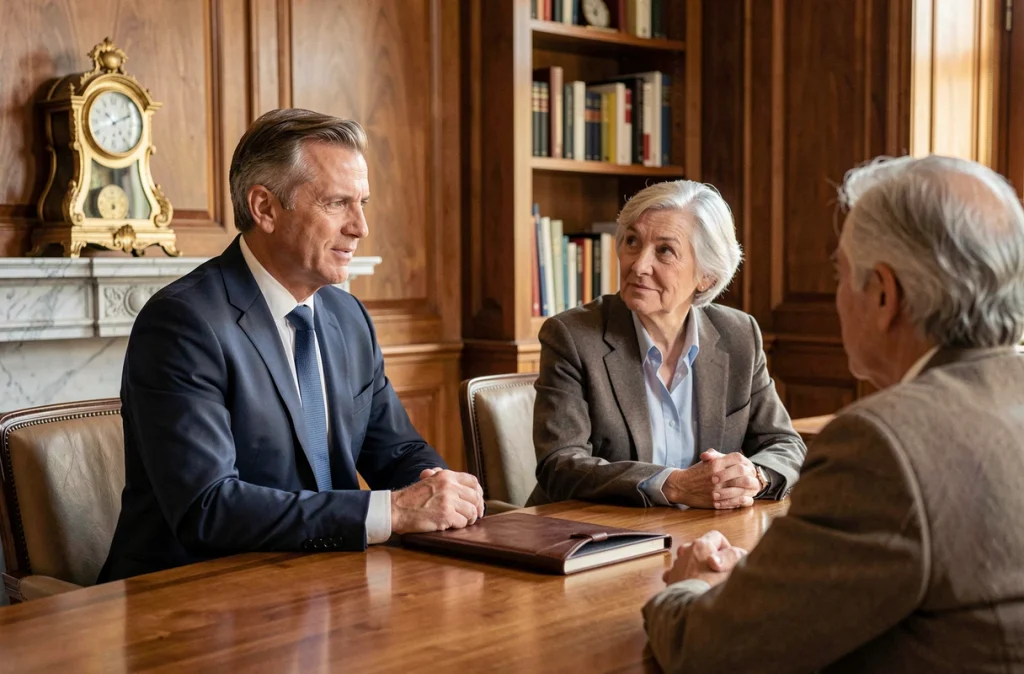 Conseiller du Conservateur à Beauvais en réunion avec des clients pour la gestion de leur patrimoine